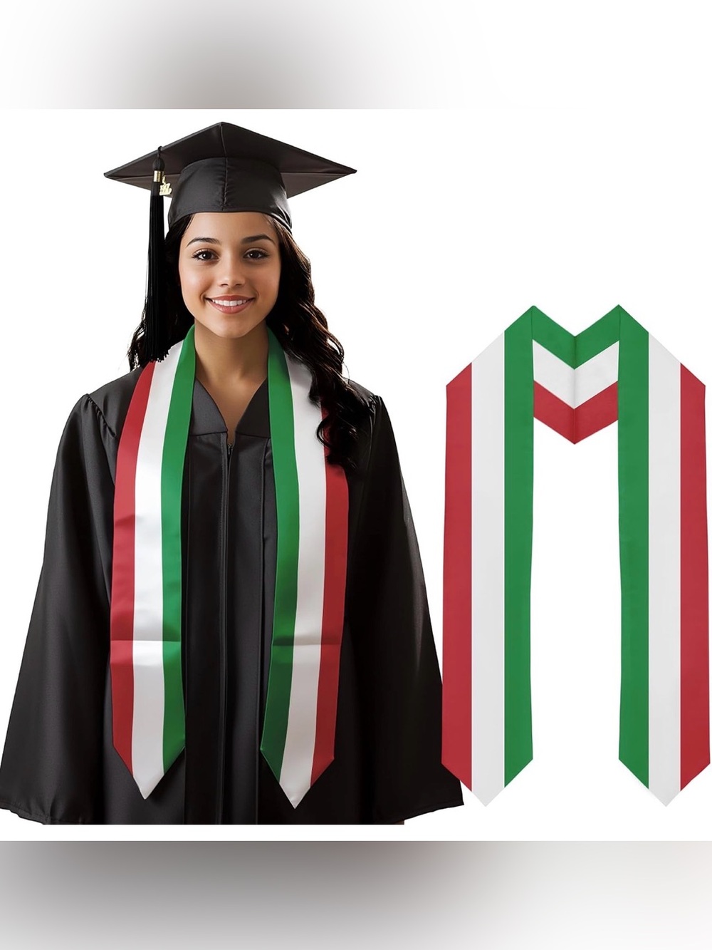 Italy Flag Graduation Stole Sash for Study Aboard International Students